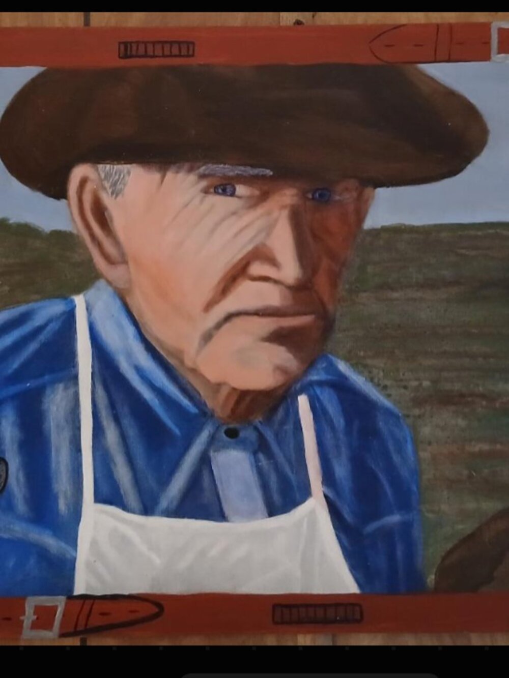 painting on canvas by The Chef Dr. Mark Twain Heaton III. "Cowboy Chef"